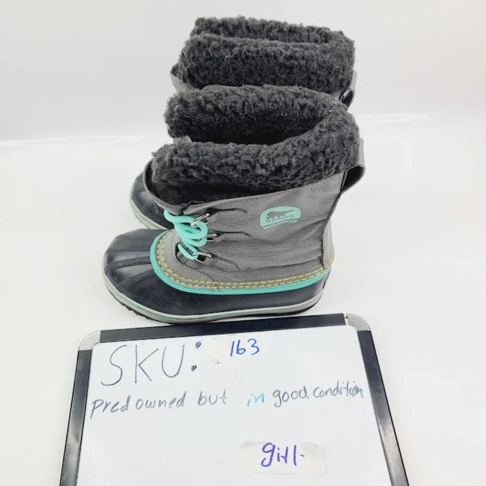 Sorel‎ Girl's Gray Blue Flurry NY1879-052 Fur Outdoor Winter Boot Size 1